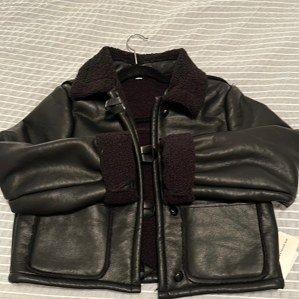 NWT: Dark Night Shearling Leather Jacket